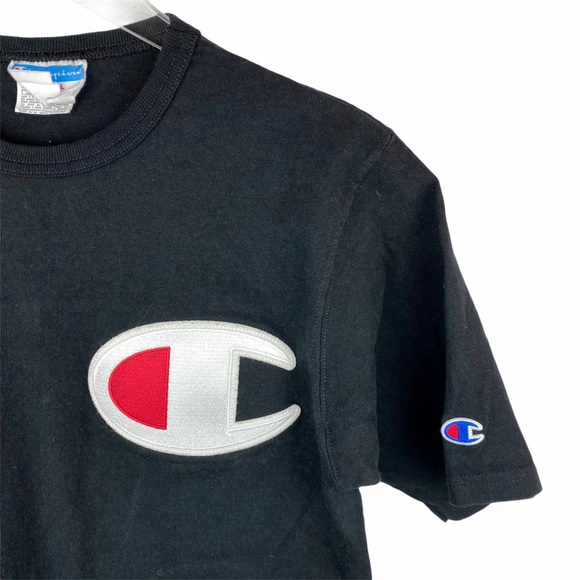 Champion Classic Satin Patch T-Shirt Black Small - Picture 6 of 8